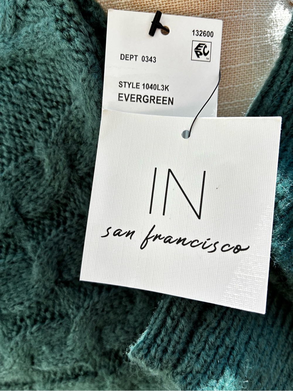 Women’s I.N. San Francisco Forest Green Crewneck Sweater - Picture 5 of 5